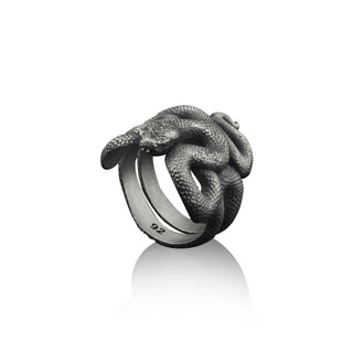 Snake Handmade Sterling Silver Men Ring, Serpent Silver Ring, Snake Silver Jewelry, Animal Ring, Boho Ring, Minimalist Ring, Ring For Men