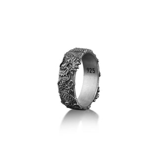 925 Sterling Silver Dragon Band Ring for Men, Vintage Men's Dragon Jewelry, Stylish Ring, Fantasy Dragon Ring, Mythical Creature Gothic Ring