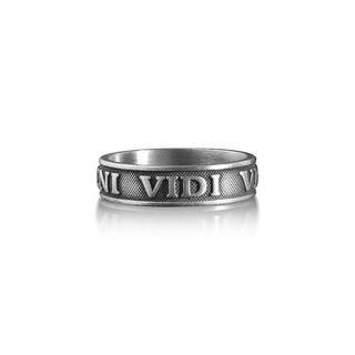 Veni Vidi vici Sterling Silver Band Ring for Men, Handmade Caesar Ring, Latin Phrase Ring, Quote Ring for Men, I Came I Saw I Conquered Ring