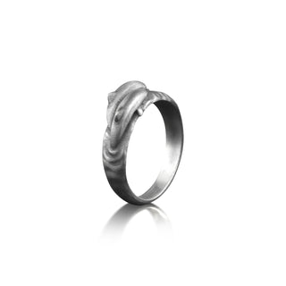 Twin Dolphin Ocean Ring For Men in Silver, Sea Animal Male Ring For Best Friend, Dolphin Jewelry, Fish Ring For Boyfriend, Fisherman Gift
