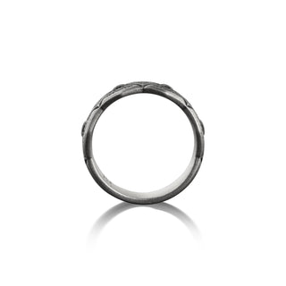 Victorian style geometric ring for men in sterling silver, Fleur de lis men wedding band ring, Vintage style promise ring, Floral men ring