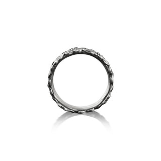 Spiral rose flower engagement men band ring in sterling silver, Nature geometric mens wedding band ring, Floral promise men ring, Men rings