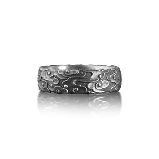 Unique Sterling Silver Cloud Band Ring for Men, Swirling Pattern, Promise Ring, Wedding Band, Anniversary Gift, Sterling Silver Cloud Ring