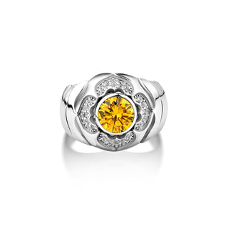 Yellow citrine dragon ring for men in sterling silver, Unique mens elegant ring with yellow gemstone, Gift gemstone wedding rings for men