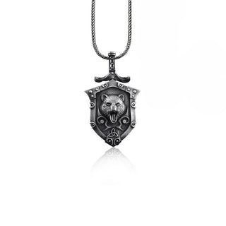 Scandinavian Viking Bear Pendant, Silver Bear Necklace,Bear Head Pendant, Men Bear Necklace, Men Necklace, Silver Chain Bear Pendant