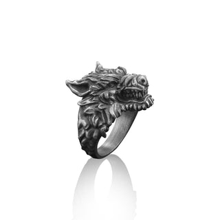 One of a kind wolf ring in sterling silver, Wolf head minimalist ring for men, Strength ring for husband, Cool mens ring