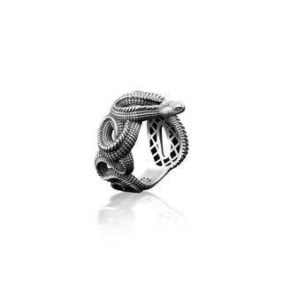 Twisted Snake Ring, Ouroboros Snake Sterling Silver Mens Ring, Snake Rings for Him, Unique Serpent Jewelry for Men, Boho Gift for Her