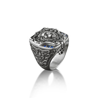 Hot Lion Motif Signet Ring for Men, Sterling Silver Pinky Zodiac Ring for Men,  Wilf Life Animal Ring, King of Jungle Ring, Ring for Husband