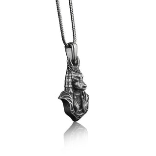 Anubis Egyptian God Necklace for Men in Silver, Ancient Egyptian Mythology Necklace, Fantasy Necklace For Boyfriend, Occult Necklace For Dad