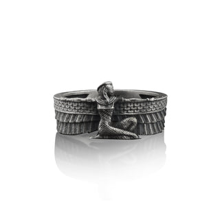 Egyptian Isis Handmade Sterling Silver Men Ring, Ancient Egypt Goddess Isis Silver Men Jewelry, Egyptian Mythology Ring, Minimalist Men Ring