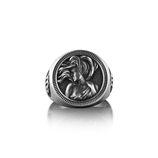 Virgo Zodiac Sign Mens Ring in Silver, Oxidized Zodiac Pinky Signet Ring For Men, Virgo Jewelry, Horoscope Ring For Birthday Gift, Cool Ring