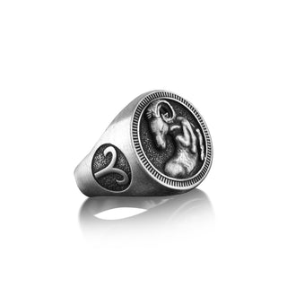 Aries Zodiac Signet Ring For Men, Male Pinky Ring with Intaglio Zodiac Sign Symbol, Astrology Ring For Boyfriend, Horoscope Jewelry For Dad