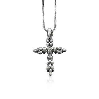 Gothic cross pendant necklace in 925 sterling silver, Skull and cross witchy necklace for best friend, Pagan necklace
