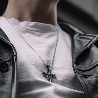 925 Silver Skull Cross Necklace, Death Cross Christian Necklace, Faith Necklace, Skulls in Cross Silver Handmade Necklace, Christmas Gift