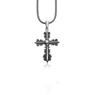 925 Silver Skull Cross Necklace, Death Cross Christian Necklace, Faith Necklace, Skulls in Cross Silver Handmade Necklace, Christmas Gift