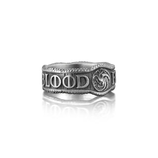 Fire and Blood Ring in Sterling Silver, House Targaryen Fantasy Ring For Best Friend, Dragon Ring For Streetwear, Game Of Thrones Jewelry