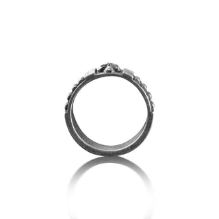 Skull Punisher Oxidized Silver Band Ring for Men, Gothic Fan Art Bandolier Ring, Skull Ring for Men, Goth Jewelry, Biker Ring, Unusual Ring