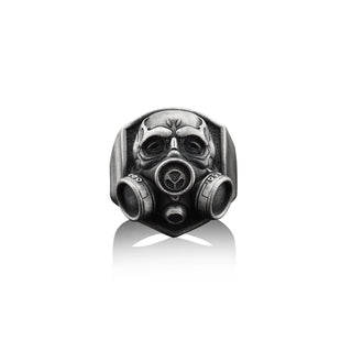 Gas Mask Biker Ring For Men in Sterling Silver, Apocalypse Mask Silver Gothic Ring, Call of Duty Mask Punk Ring, Gas Mask Silver Men Jewelry