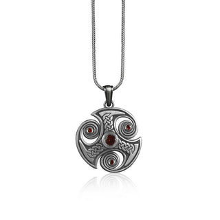 Triskelion Trefot Celtic Totem Neckalce for Men, 925 Starling Silver Pendant, Oxidized Charm Pendant for Her, Elegant Medallion, Celtic Gift