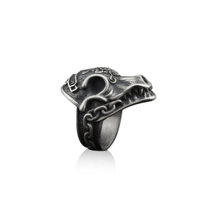 Morior Invictus Handmade Sterling Silver Men Ring, Silver Skull Biker Ring, Morior Invictus Silver Jewelry, Skull Gothic Ring, Ring for Men