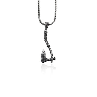 Silver Battle Axe Necklace, Mens Axe Pendant, Viking Axe Necklace, Kratos War Axe, Scandinavian Pendant, Viking Battle Axe Pendant, Men Gift