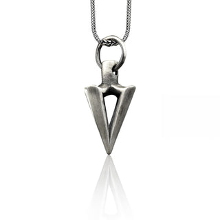 Triangle Arrow Necklace for Men in Sterling Silver, Geometric Men Jewelry, Arrow Necklace, Triangle Arrow Pendant, Gift Jewelry for Men
