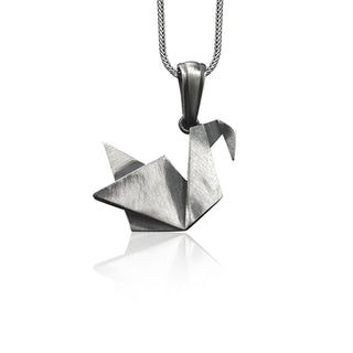 Swan sterling silver origami necklace for girlfriend, Dainty bird necklace for mama, Spiritual necklace for wife