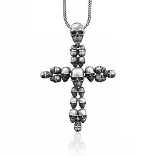 Gothic cross pendant necklace in 925 sterling silver, Skull and cross witchy necklace for best friend, Pagan necklace