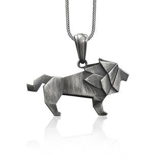 Lion Sterling Silver Origami Necklace, Silver Leo Zodiac Necklace, Geometric Necklace, Astrology Necklace, Celestial Jewelry, Birthday Gift