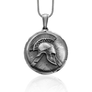 Spartan Helmet Handmade Silver Necklace, Spartan Helmet Silver Men Jewelry, Spartan Helmet Sterling Silver Pendant, Ancient Greece Men Gift