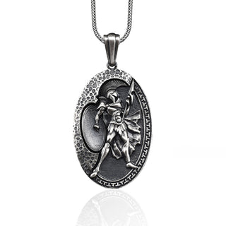 Silver Sparta Men Necklace, Spartan Warrior Pendant, Gladiator Pendant, Handmade Spartan Medal, Sterling Silver Oxidized Jewelry, Men Gift