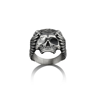 Mason Symbol On Skull Handmade Sterling Silver Men Ring, Freemason Symbol on Skull Silver Men Jewelry, Gothic Ring, Unique Ring for men