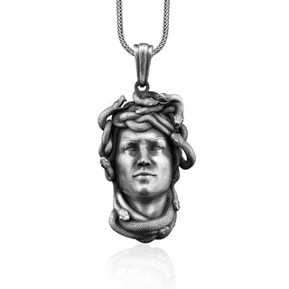 Handmade Gorgon Medusa Necklace for Men in Sterling Silver, Greek Mythology Medusa Charm, Greek Jewelry, Mythology Necklace, Jewelry For Men