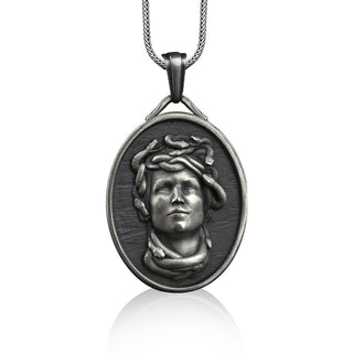 Gorgon medusa personalized medal necklace in sterling silver, Greek mythology necklace for best friend, Fantasy necklace