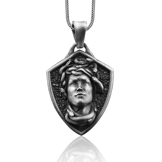 Medusa Handmade Sterling Silver Men Charm Necklace, Greek Mythology Medusa Jewelry, Medusa Pendant, Minimalist Necklace, Mythology Necklace
