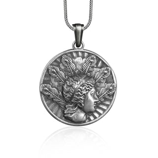 Goddess Hera Men Charm Necklace in Sterling Silver, Greek Goddess Necklace, Mythology Silver Jewelry, Ancient Greek Pendant, Engagement Gift