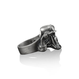 Skull 925 Sterling Silver Biker Ring, Gothic Ring, Skull Jewelry, Motorcycle Art, Minimalist Ring, Unique Ring, Engraved Ring, Memorial Gift