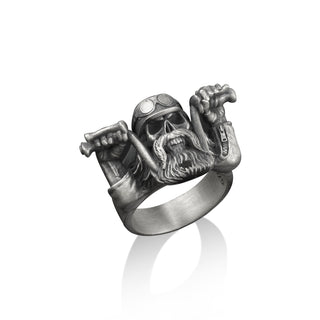 Skull 925 Sterling Silver Biker Ring, Gothic Ring, Skull Jewelry, Motorcycle Art, Minimalist Ring, Unique Ring, Engraved Ring, Memorial Gift