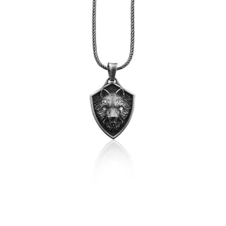 Viking wolf handmade pendant necklace in sterling silver, Norse mythology necklace for men, Handmade necklace for dad