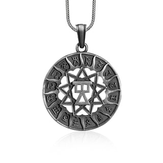 Silver Slavic Virgin Hall Amulet Pendant, Slavic amulet HALL of the VIRGIN Welded Circle, Religious Mystical Jewelry, Round Medal Necklace