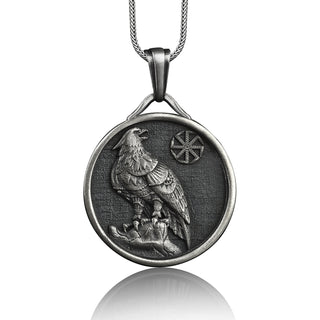 Handmade Scandinavian Viking Eagle Necklace, Personalized Viking Men Necklace, Silver Viking Jewelry, Viking Mens Charm Necklace, Best Gift