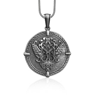 Thor Men Necklace in Sterling Silver, Aesthetic Viking Thor Pattern Women Necklace, Gift for Boyfriend Girlfriend, Boho Pendant Necklace