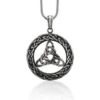 Silver Vikings Knot Mens Necklace, Brigit Knot Oxidized Man Pendant, Scandinavian Mens Necklace, Viking Symbol Silver Pendant, Husband Gift