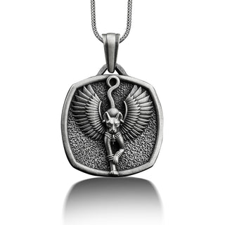 Bastet egyptian goddess tag necklace for men, Sterling silver bast pendant jewelry, Personalized cat necklace for him