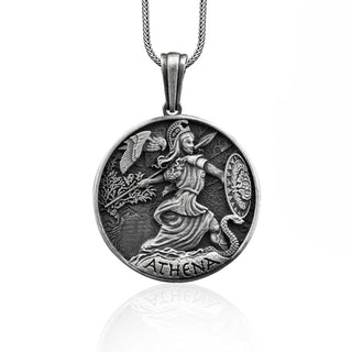 The Coin of Goddess Athena Sterling Silver Men Charm Necklace, Ancient Greek Coinage Silver Jewelry, Athena Pendant, Tetradrachm Necklace