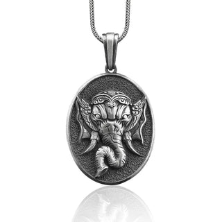 Namaste Elephant Handmade Sterling Silver Men Charm Necklace, Elephant Buddism Men Jewelry, Elephant Pendant, Animal Necklace, Memorial Gift