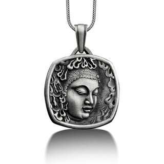 Buddha 925 Silver Personalized Necklace, Sterling Silver Spiritual Necklace, Engraved Necklace, Customizable Necklace, Gift For Girlfriend