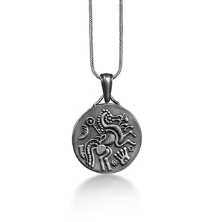 Celtic Coin Necklace with Triskelion, Celtic Mythology Knot Necklace in Silver, Irish Triskele Necklace For Dad, Ancient Necklace For Family