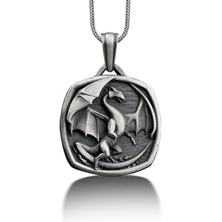 Dragon Silver Personalized Necklace, 925 Sterling Silver Mythology Jewelry, Fantasy Necklace, Best Friend Necklace, Remembrance Silver Gift