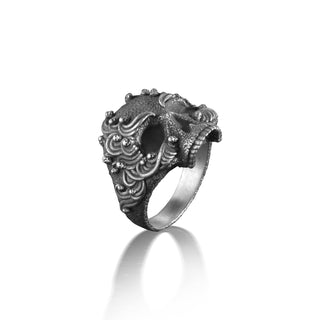 Gothic Biker Skull Men Ring in Sterling Silver , Gothic Skull Ring, Biker Skull Jewelry, Death Skull Ring, Crown Skull Ring, Gift For Mens